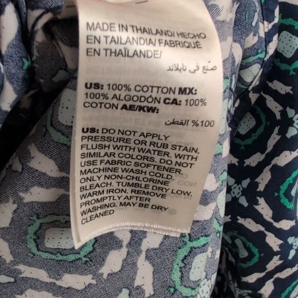 Chico's No Iron Cotton Square-Print Stain Shield 3/4 Length Sleeve Blouse Top - Picture 8 of 11